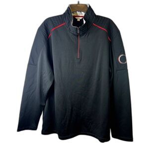 Calvin Klein Black 1/4 Zip Fleece Pullover Red Trim Mens Size XXL